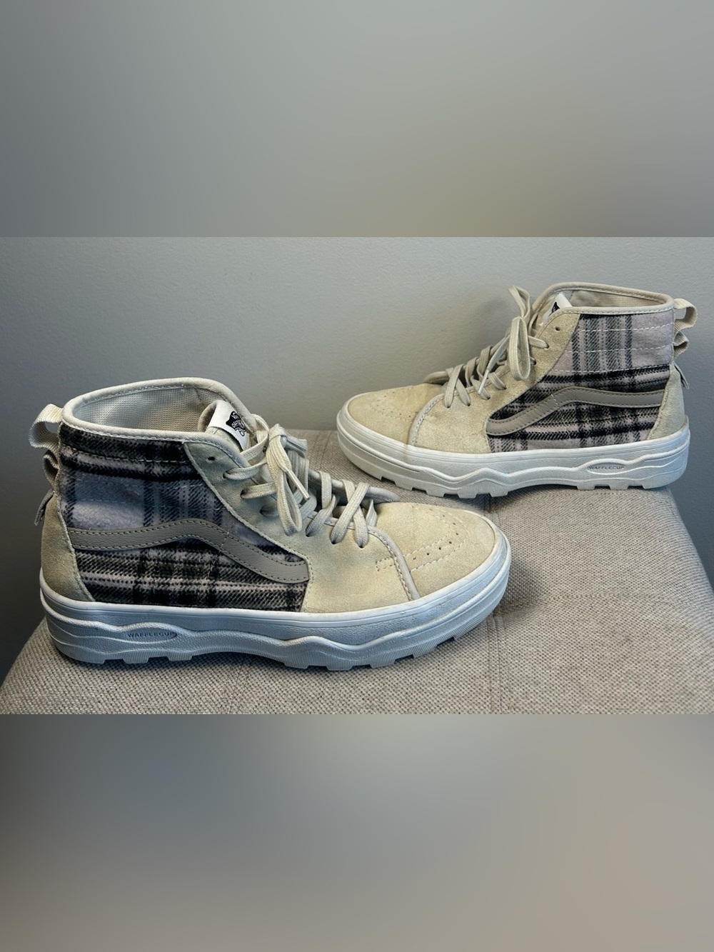 Vans Sentry Sk8 Hi Plaid Turtle Dove Ultra Cush Shoes Sneakers Women's 8.5 EUC